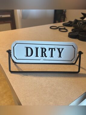 Dishwasher Clean/dirty  Metal Sign in White and Black